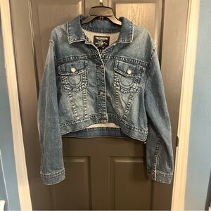 True Religion Blue Semi Cropped Denim Jacket Like New size XL